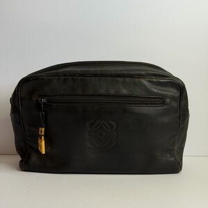 Vintage Loewe Anagram Clutch Bag in Black Nappa Leather